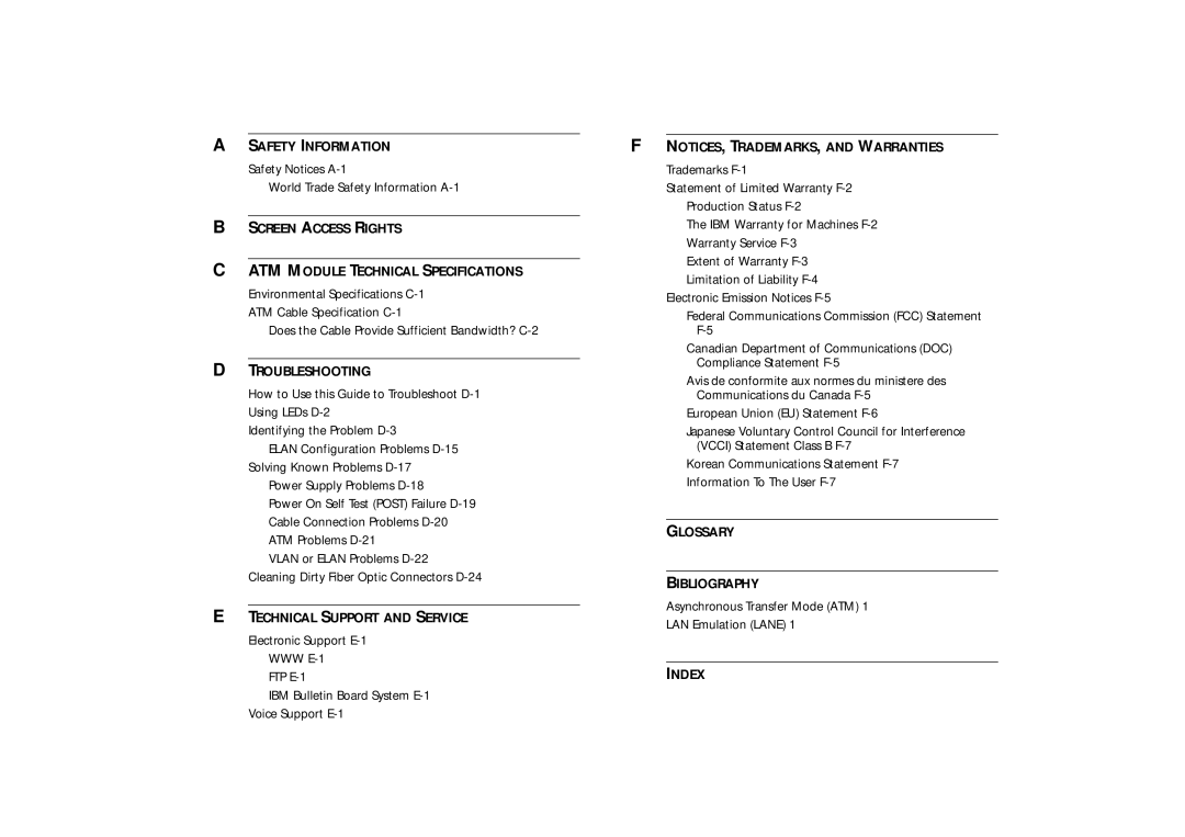 IBM ATM OC-3c manual Glossary Bibliography 