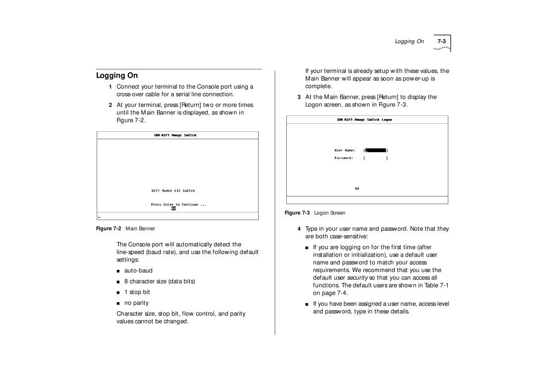 IBM ATM OC-3c manual Logging On, Main Banner 