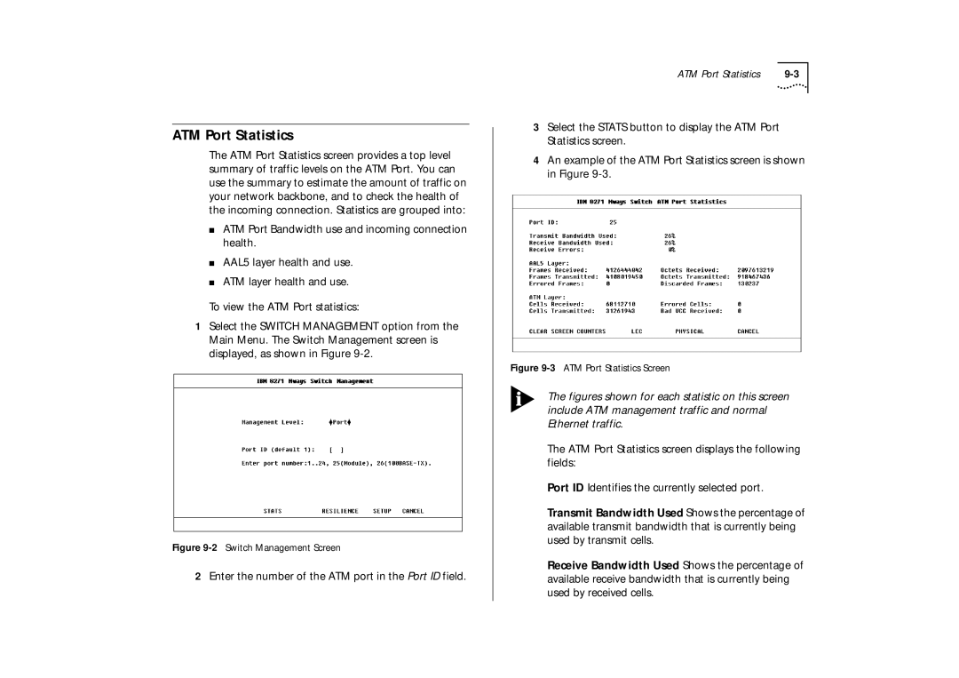 IBM ATM OC-3c manual ATM Port Statistics, 2Switch Management Screen 