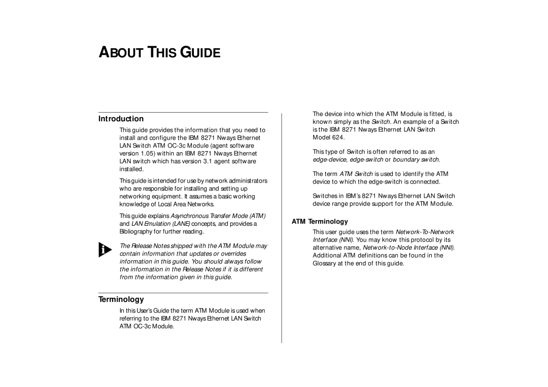 IBM ATM OC-3c manual About this Guide, Introduction, ATM Terminology 