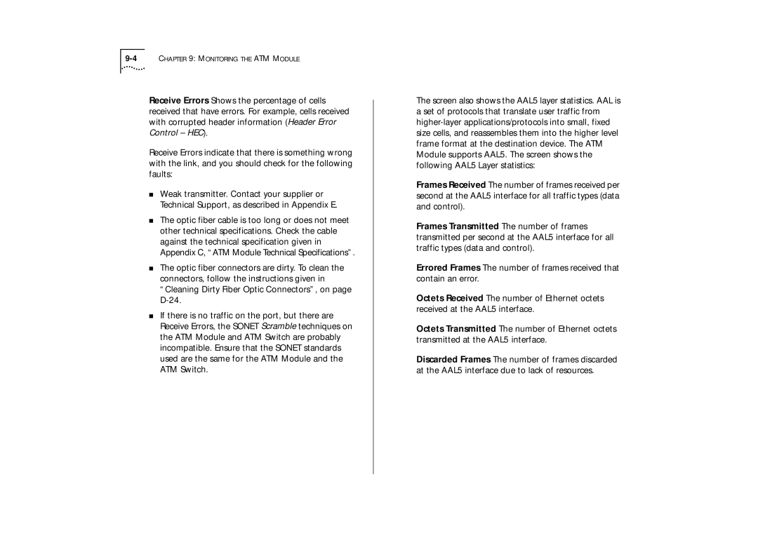 IBM ATM OC-3c manual 4CHAPTER 9 Monitoring the ATM Module 