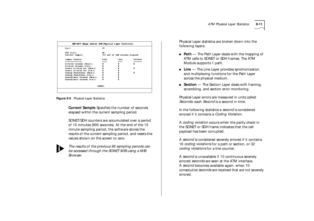 IBM ATM OC-3c manual ATM Physical Layer Statistics 