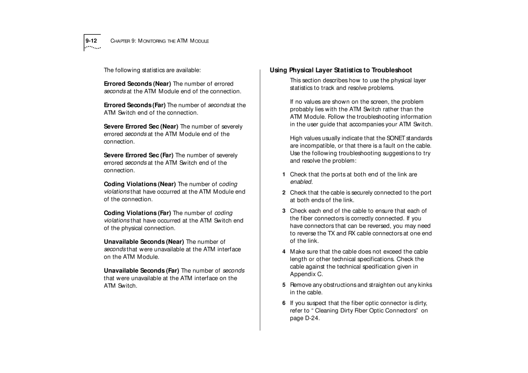 IBM ATM OC-3c manual Using Physical Layer Statistics to Troubleshoot 