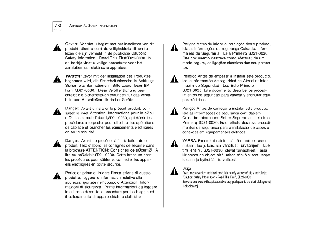 IBM ATM OC-3c manual 2APPENDIX a Safety Information 