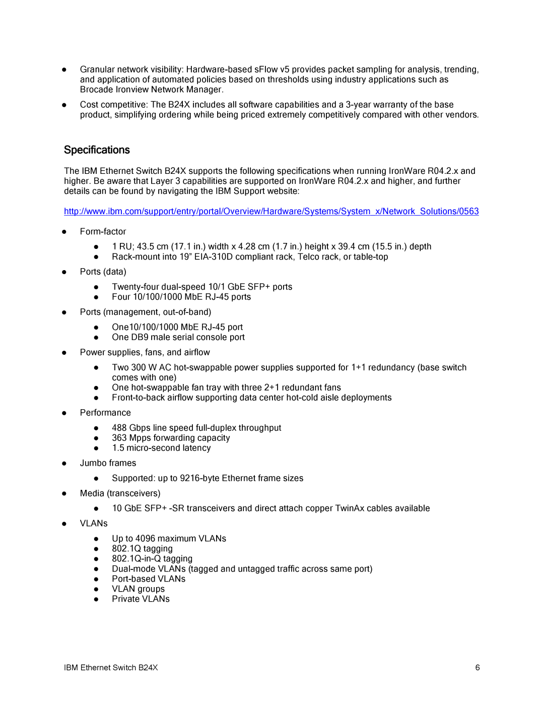 IBM B24X manual Specifications 