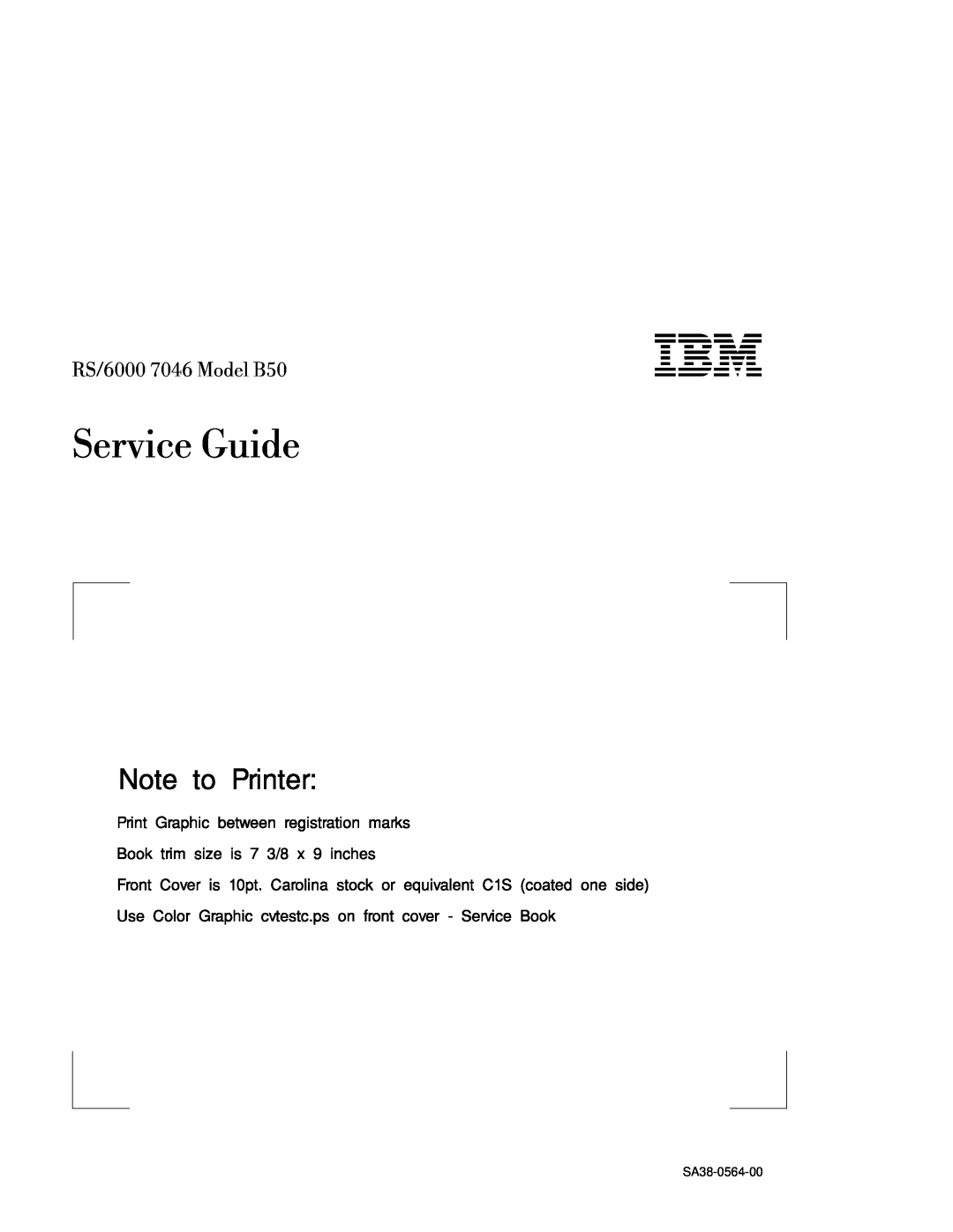 IBM manual Service Guide, RS/6000 7046 Model B50 