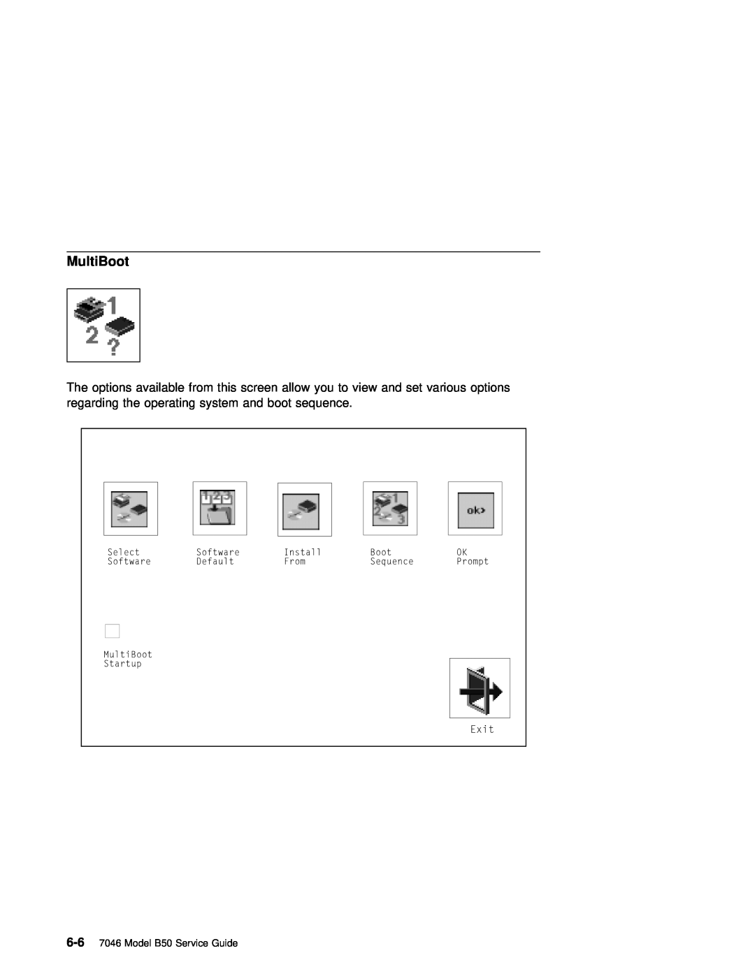 IBM manual MultiBoot, 6-6 7046 Model B50 Service Guide 