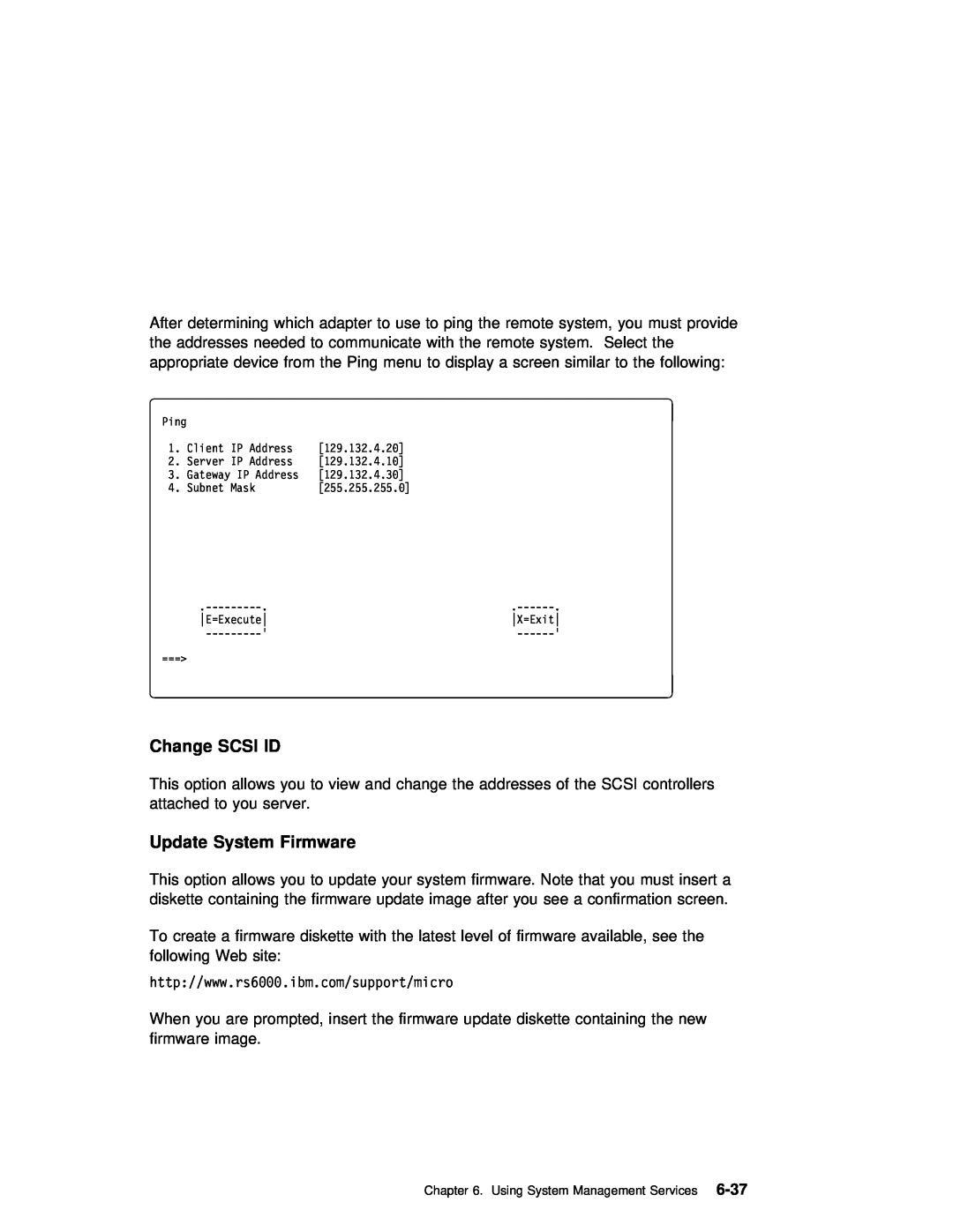 IBM B50 manual Change SCSI ID, Update System Firmware, 6-37 