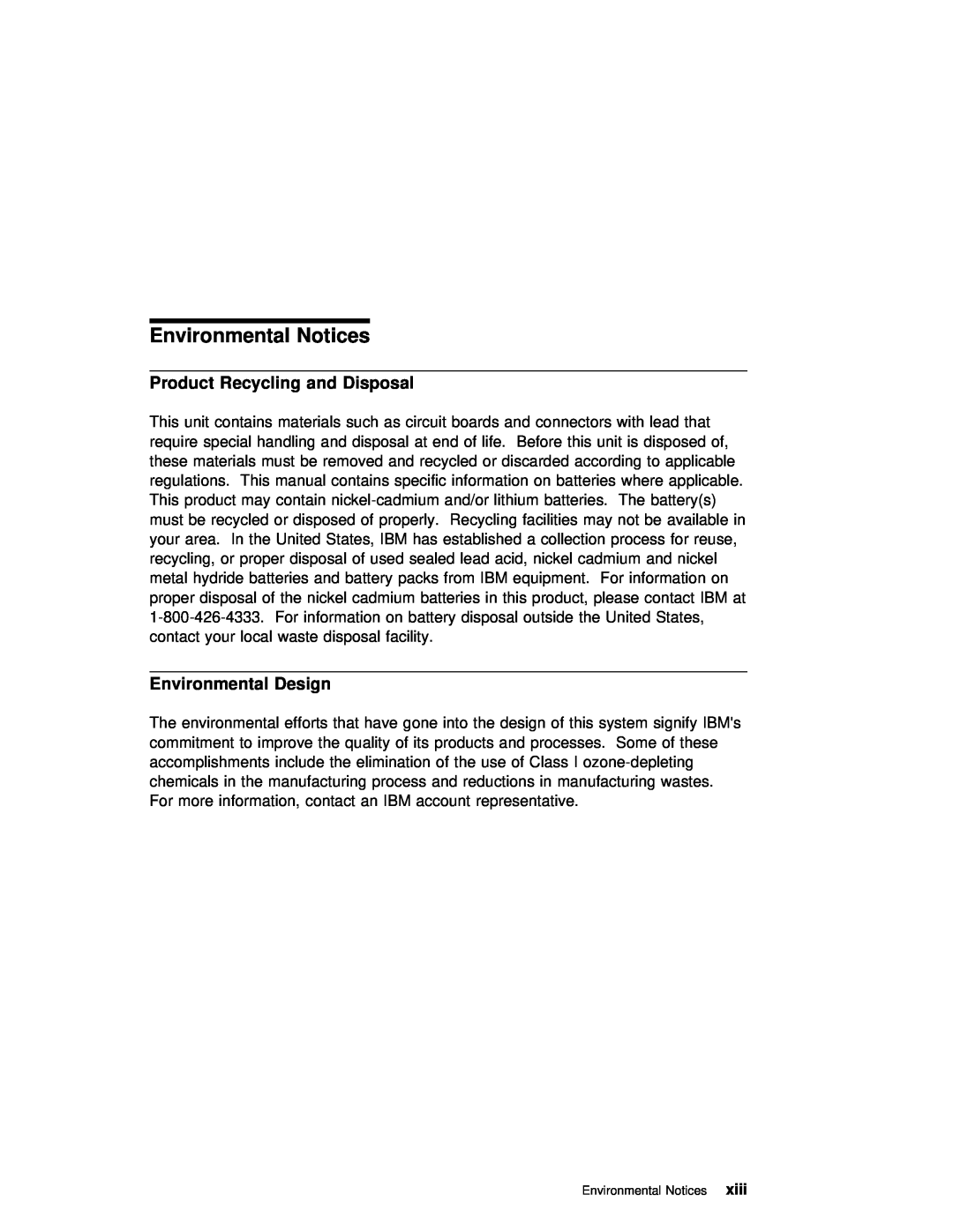 IBM B50 manual Environmental Notices, Product Recycling and Disposal, Environmental Design 