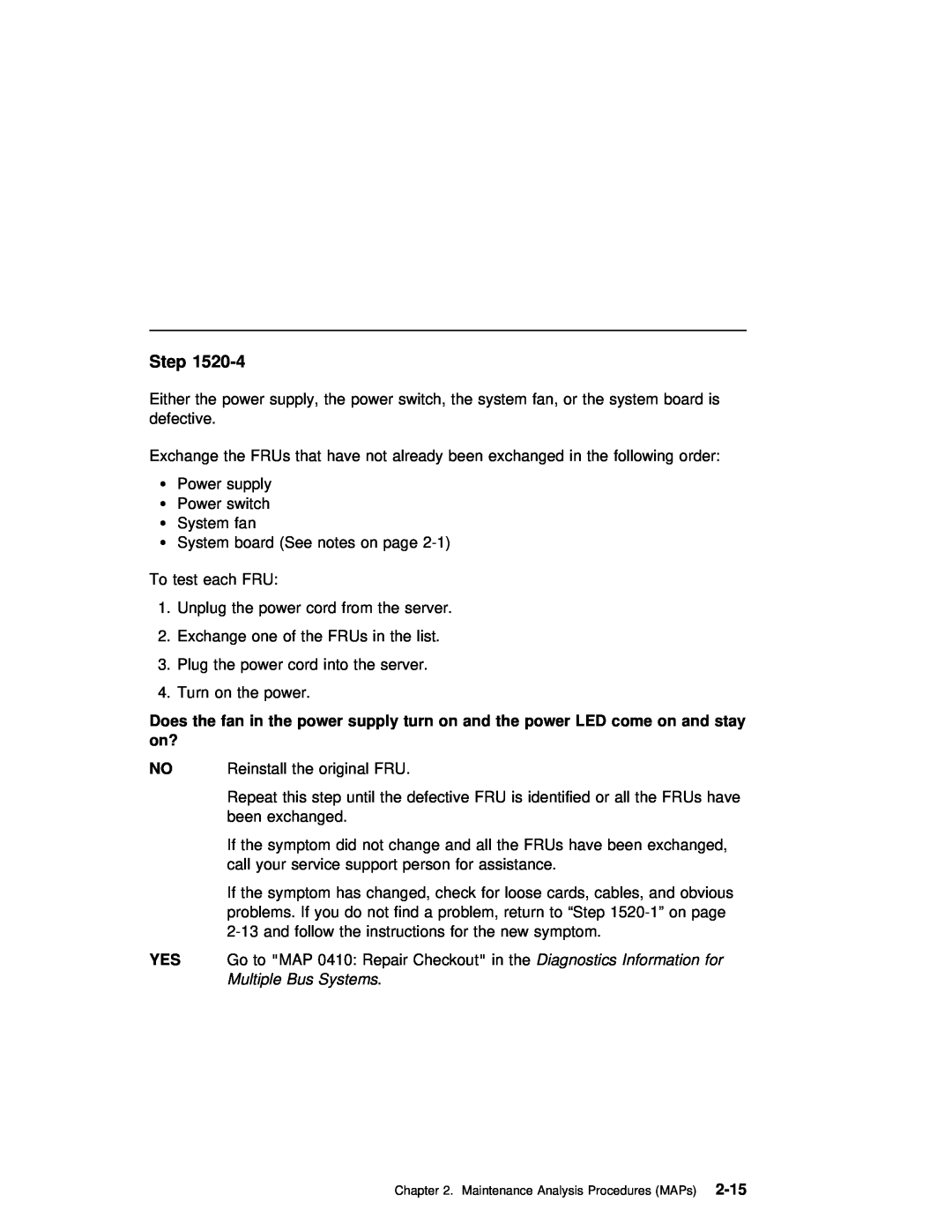 IBM B50 manual in theDiagnostics Information for, 2-15, Step, Multiple Bus Systems 