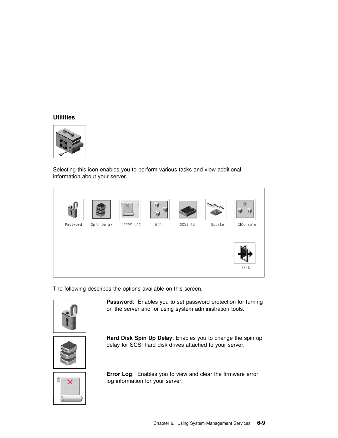 IBM B50 manual Utilities 