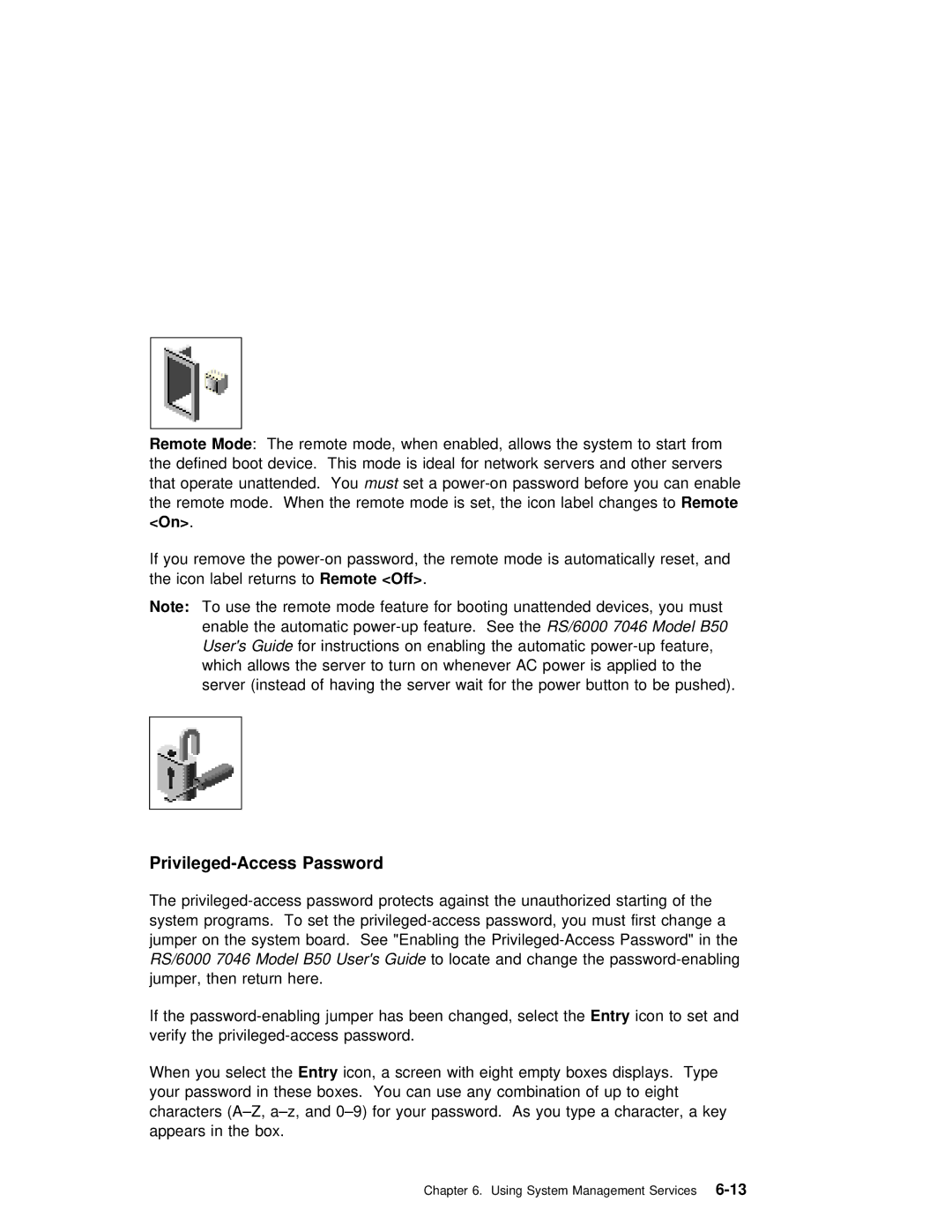 IBM B50 manual Privileged-Access Password 