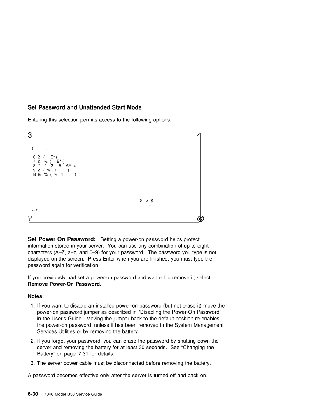 IBM B50 manual Set Password and Unattended Start Mode 