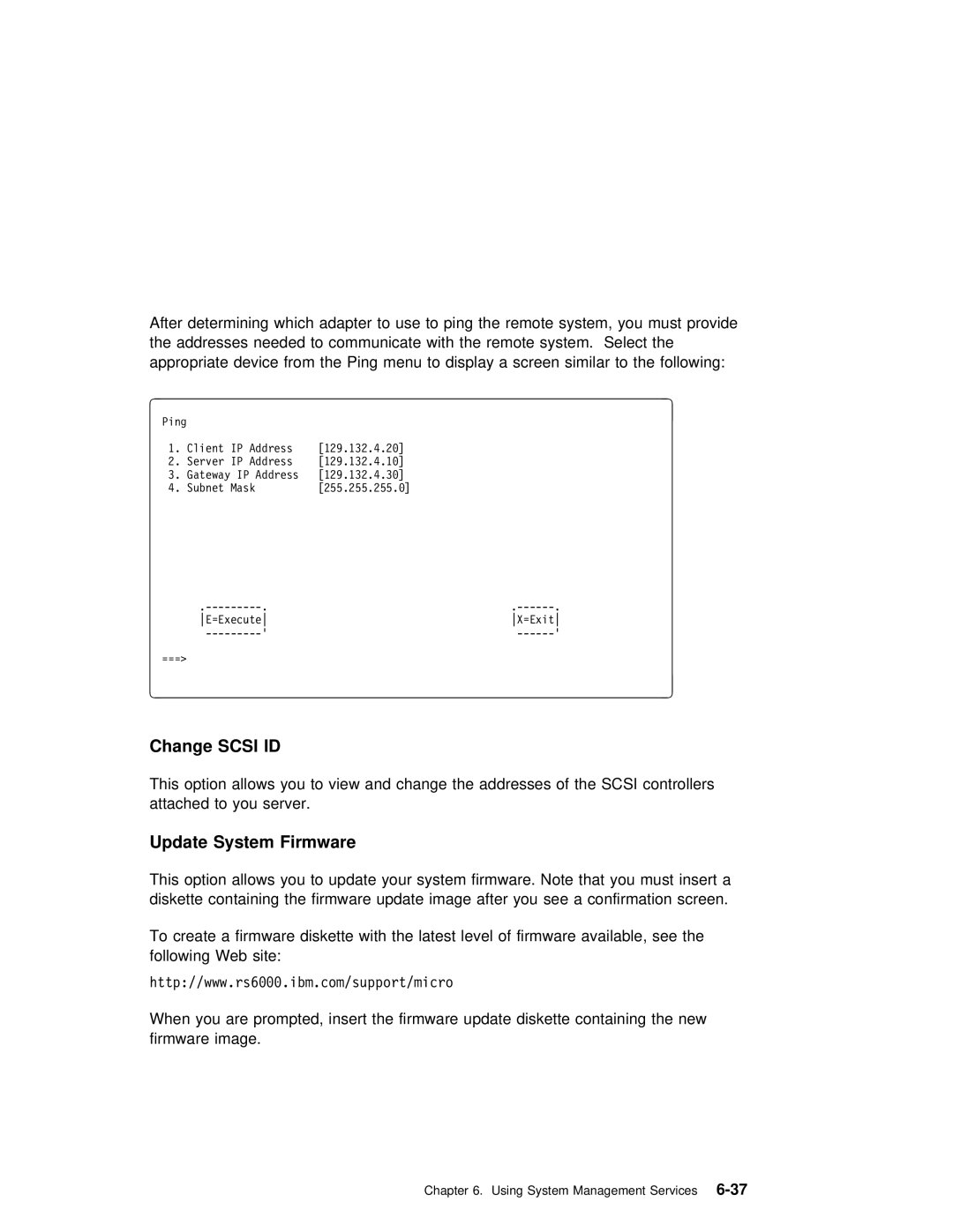 IBM B50 manual Change Scsi ID, Update System Firmware 