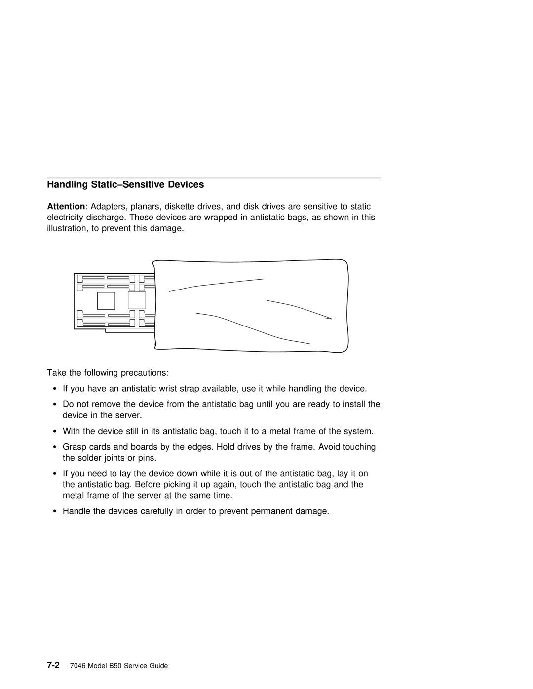 IBM B50 manual Handling Static-Sensitive Devices 