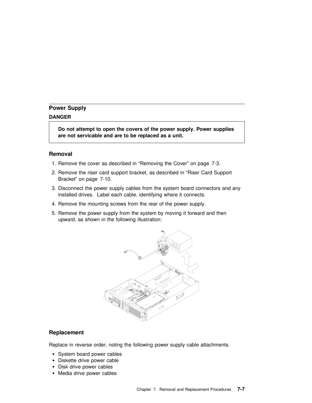 IBM B50 manual Power Supply 