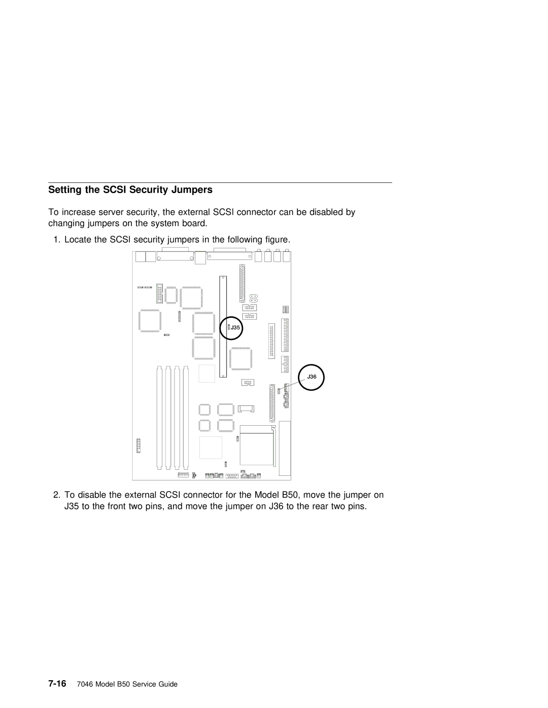 IBM B50 manual Setting the Scsi Security Jumpers 