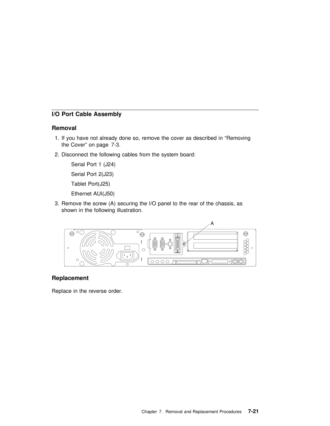 IBM B50 manual Port Cable Assembly Removal 