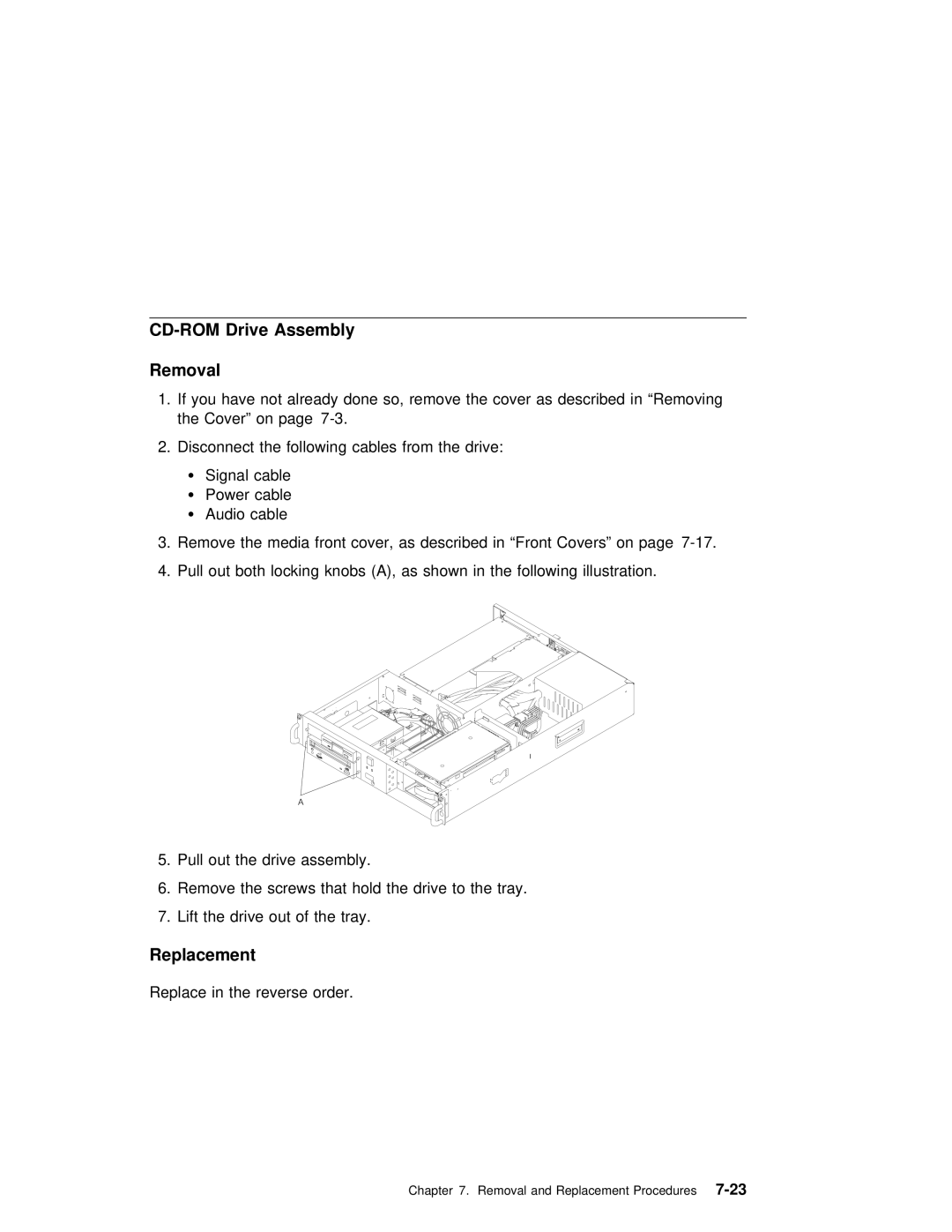 IBM B50 manual CD-ROM Drive Assembly Removal 