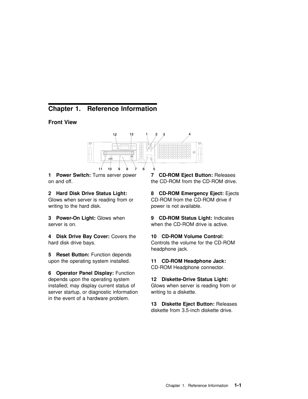 IBM B50 manual Reference Information, Front View, CD-ROM Emergency Eject 