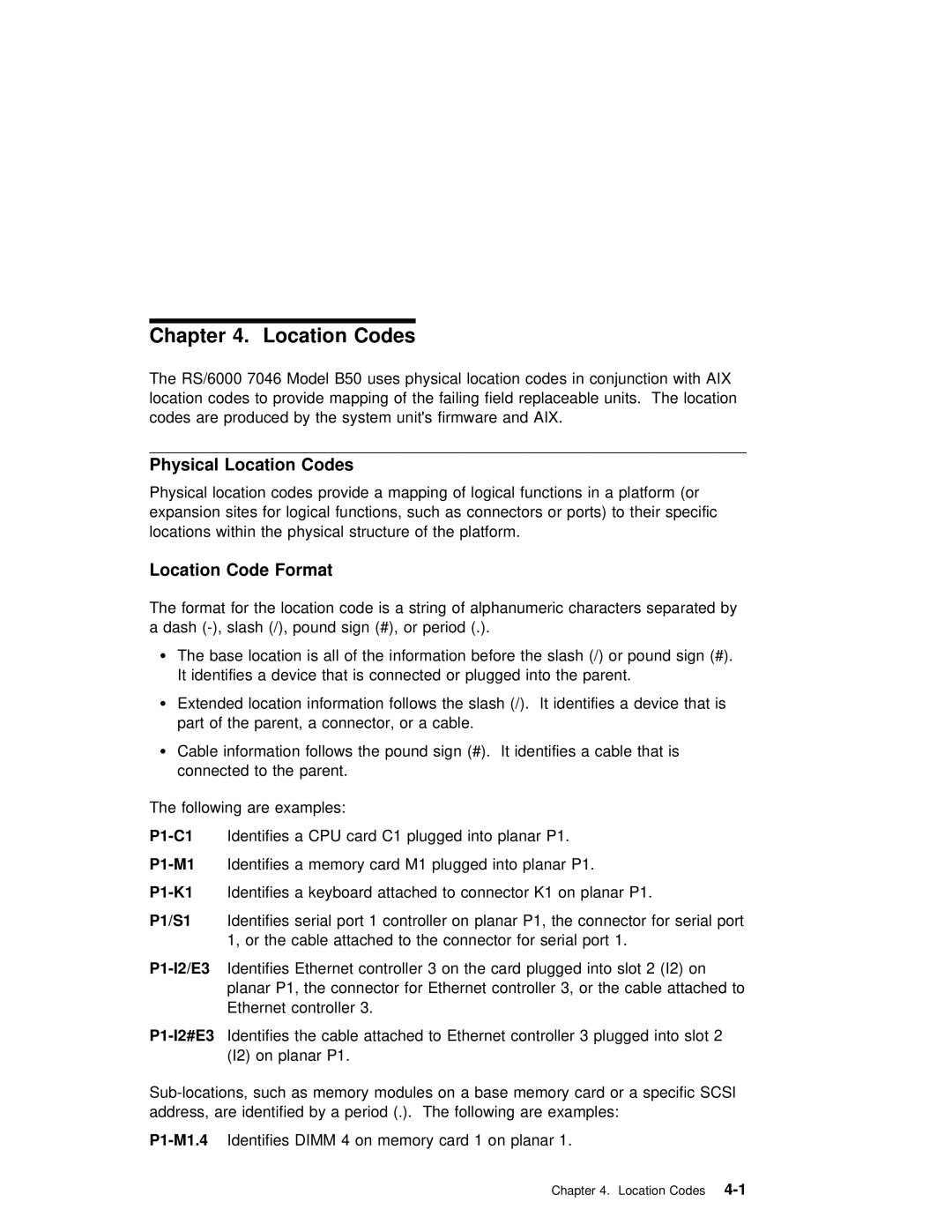 IBM B50 manual Physical Location Codes, Location Code Format 