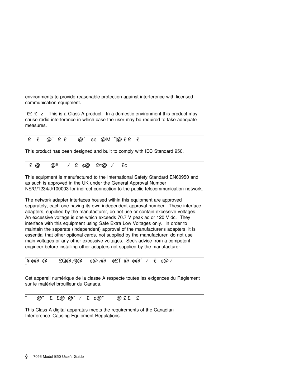 IBM B50 manual International Electrotechnical Commission IEC Statement, Safety Requirements, Avis, Ministère des 