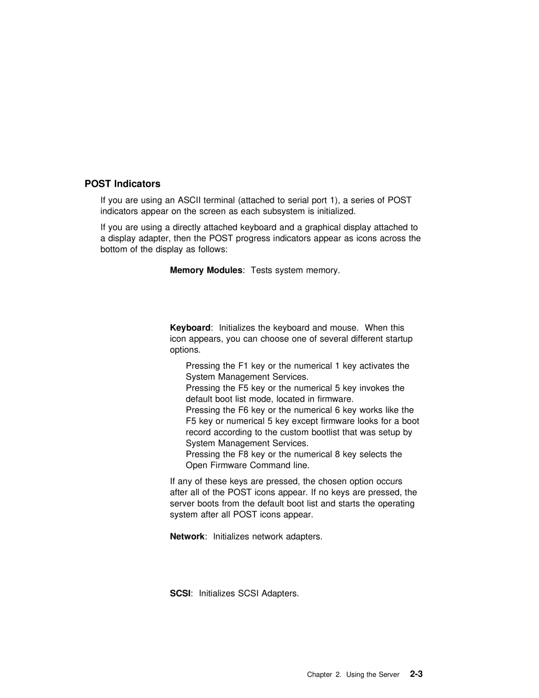 IBM B50 manual Post Indicators 