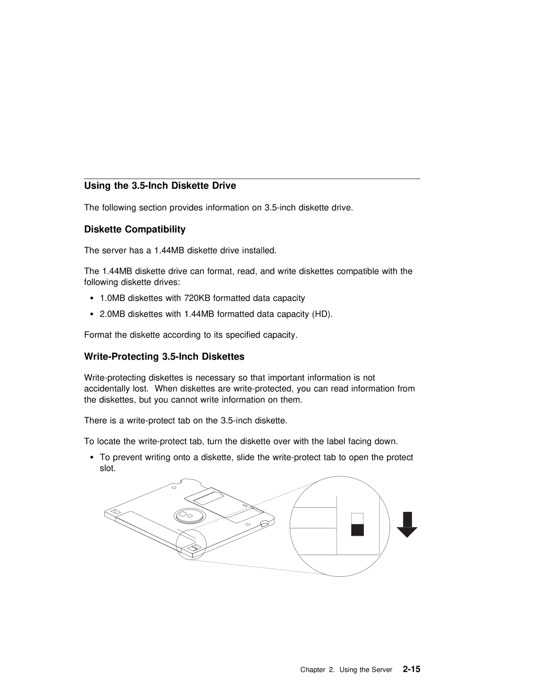 IBM B50 manual Using the 3.5-Inch Diskette Drive, Diskette Compatibility, Write-Protecting 3.5-Inch Diskettes 