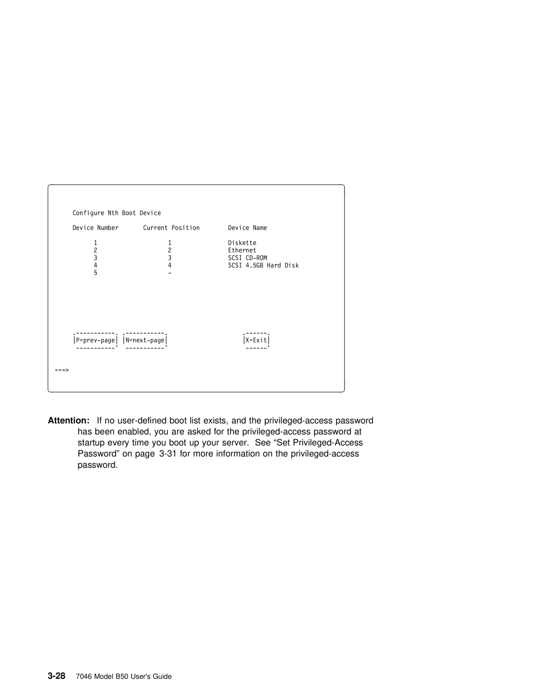 IBM B50 manual Configure Nth Boot Device 