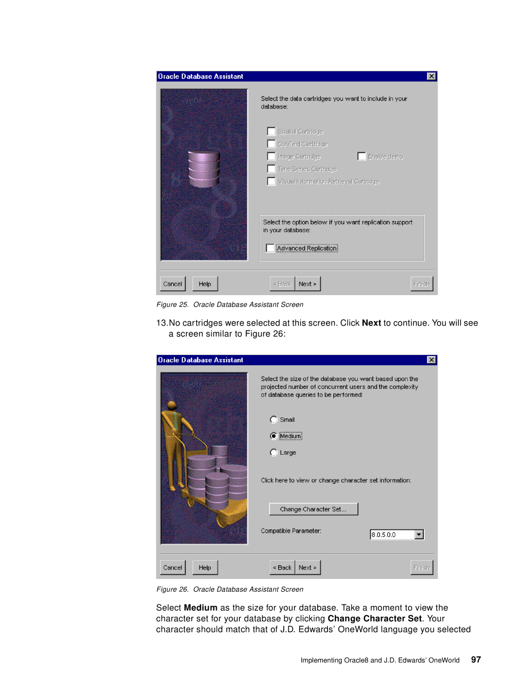 IBM B73.3 manual Oracle Database Assistant Screen 