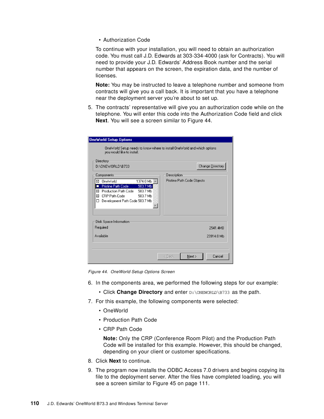 IBM B73.3 manual OneWorld Setup Options Screen 