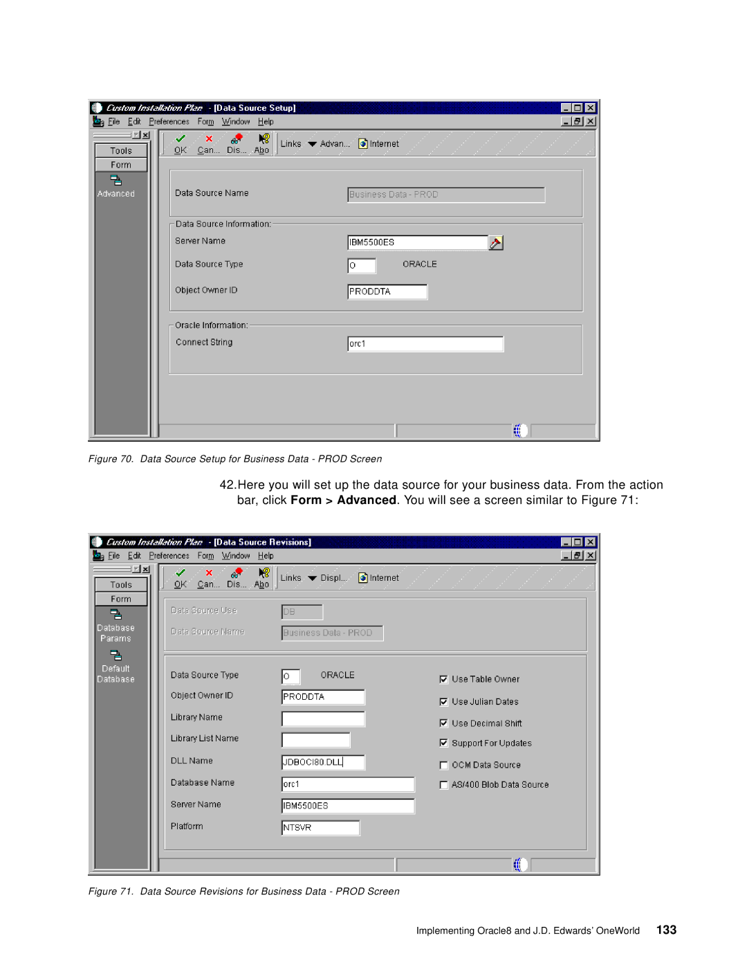 IBM B73.3 manual Data Source Setup for Business Data Prod Screen 