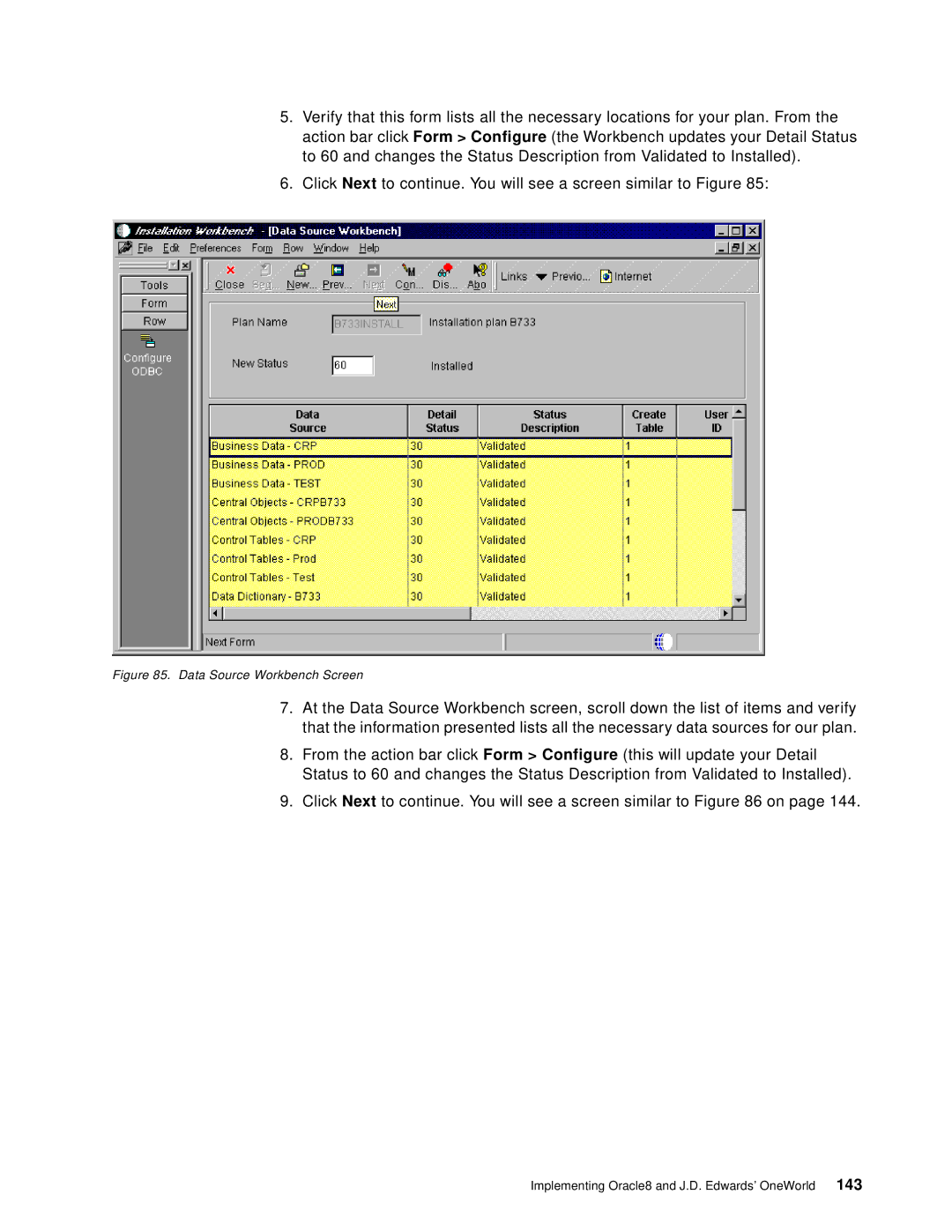 IBM B73.3 manual Data Source Workbench Screen 