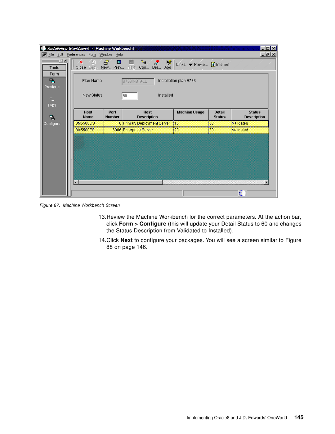 IBM B73.3 manual Machine Workbench Screen 