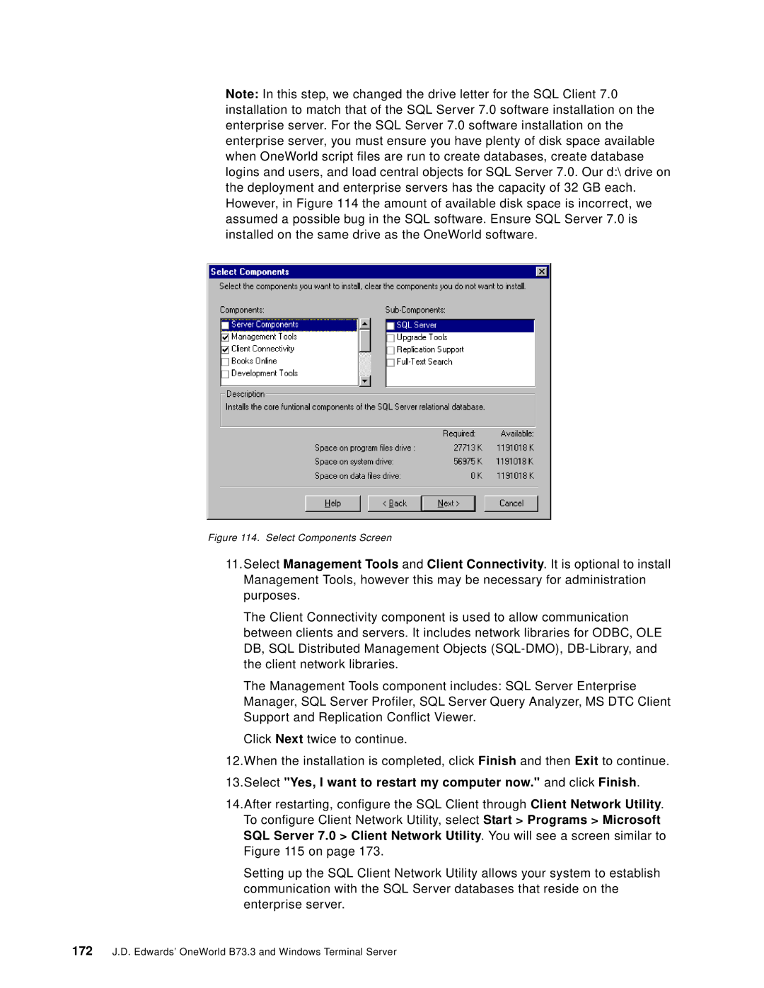 IBM B73.3 manual Select Components Screen 