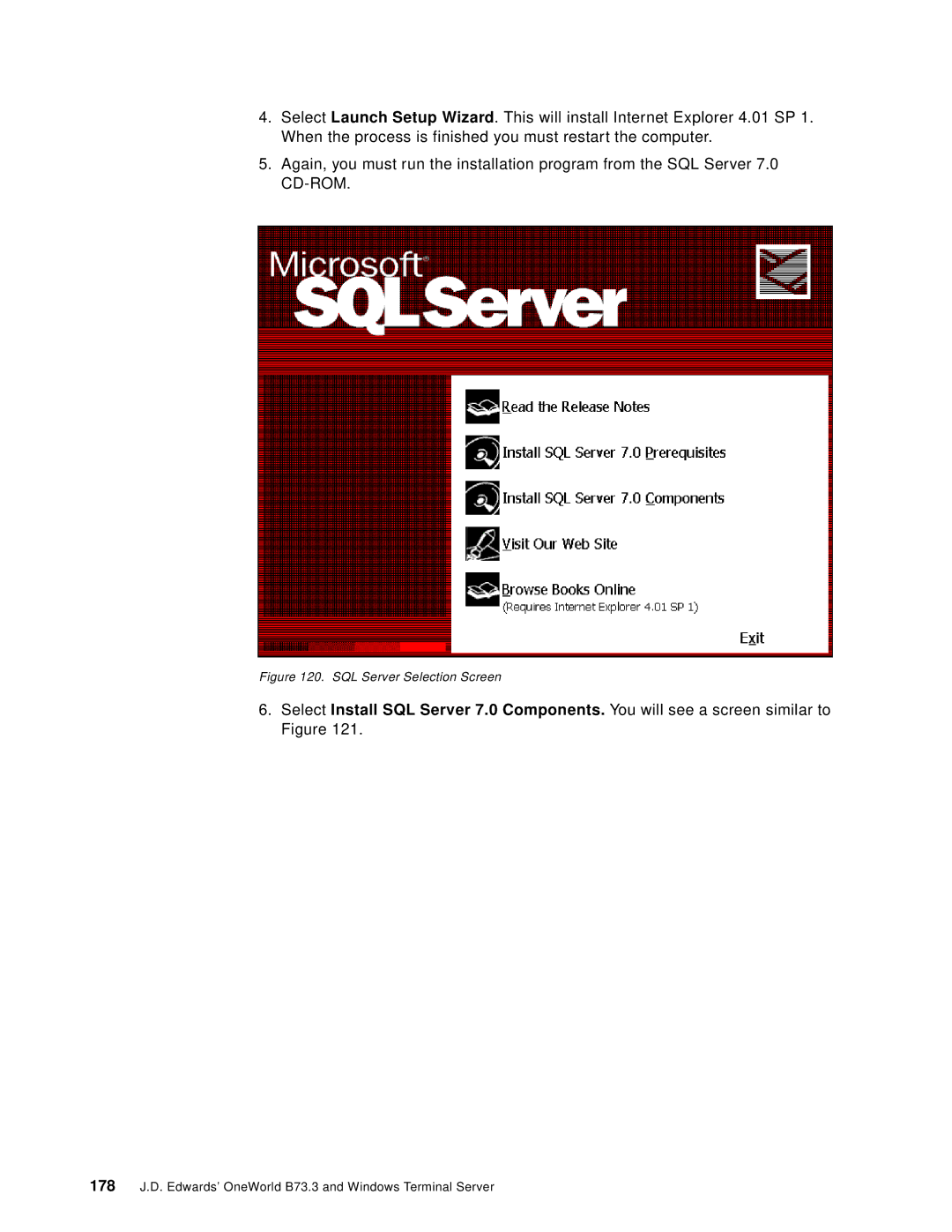 IBM B73.3 manual SQL Server Selection Screen 