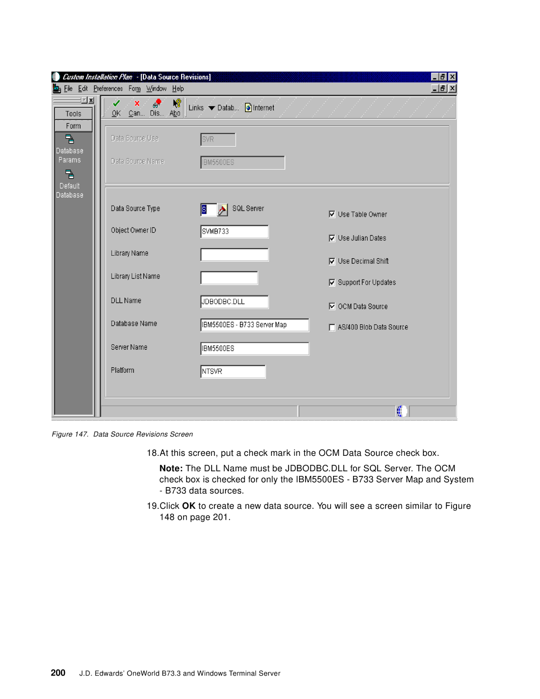 IBM B73.3 manual Data Source Revisions Screen 