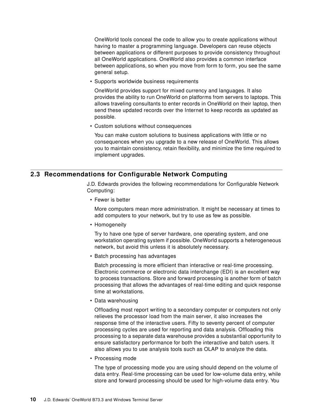 IBM B73.3 manual Recommendations for Configurable Network Computing 