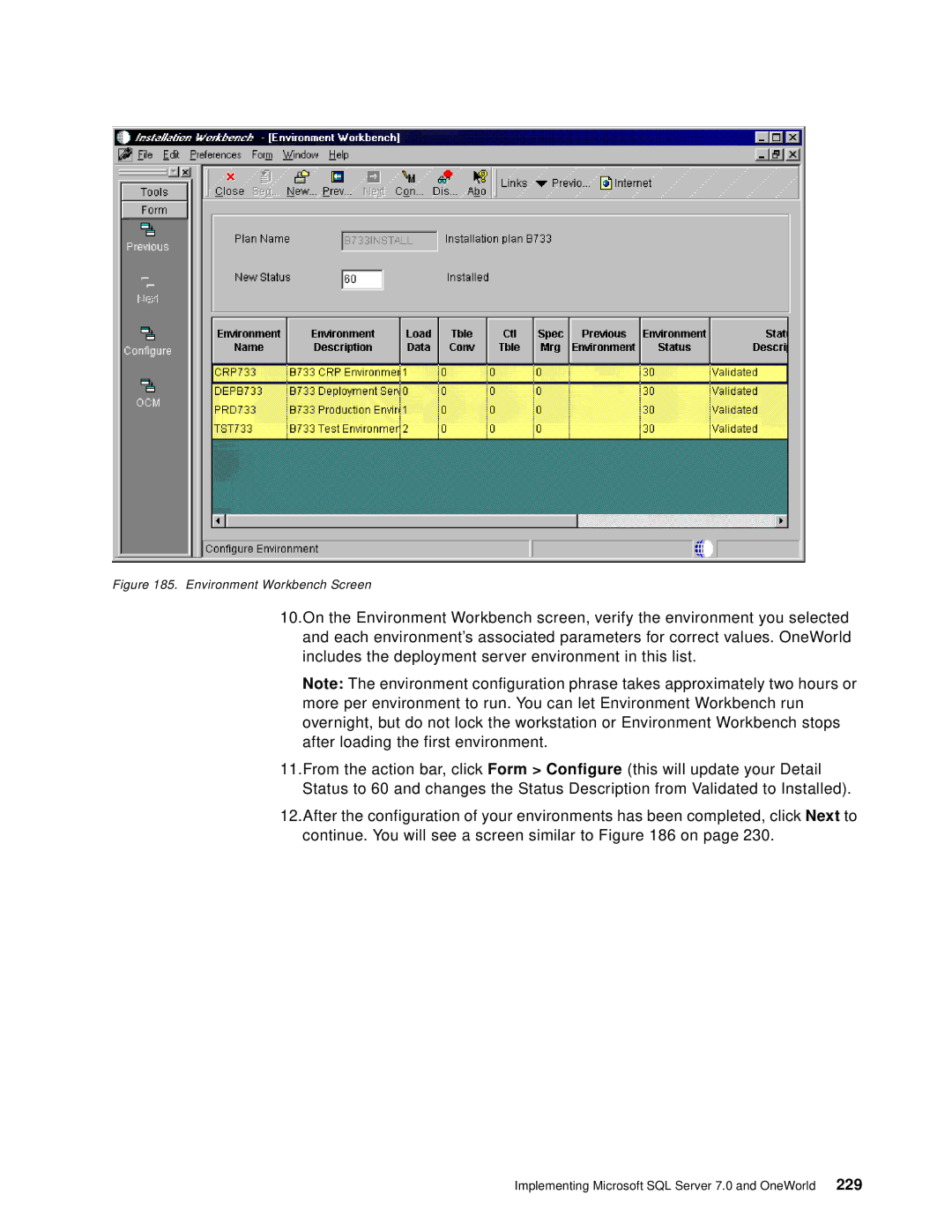 IBM B73.3 manual Environment Workbench Screen 