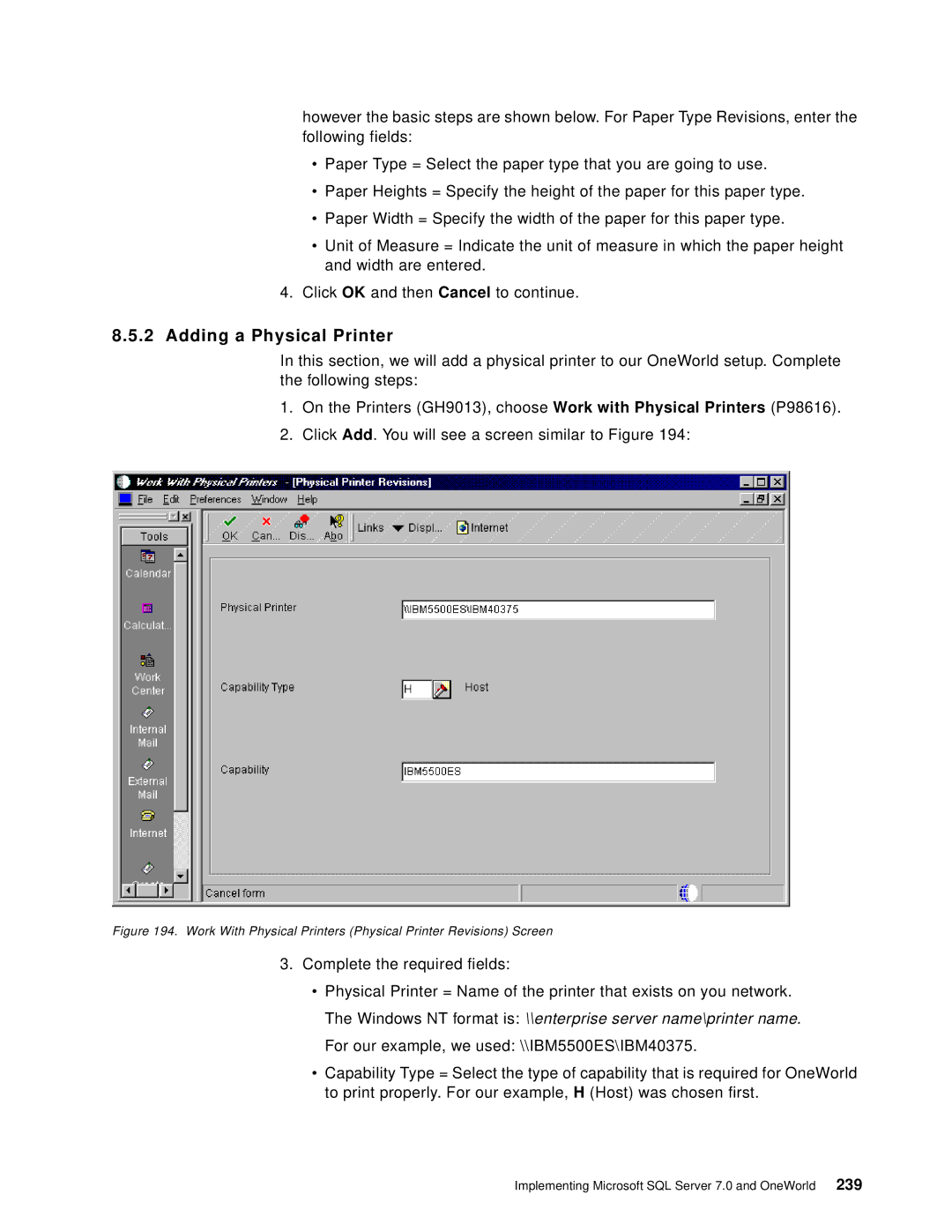 IBM B73.3 manual Adding a Physical Printer 