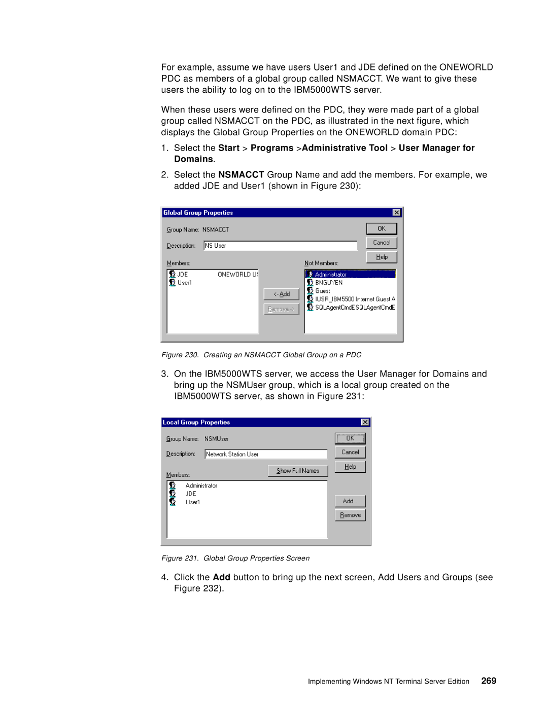 IBM B73.3 manual Creating an Nsmacct Global Group on a PDC 