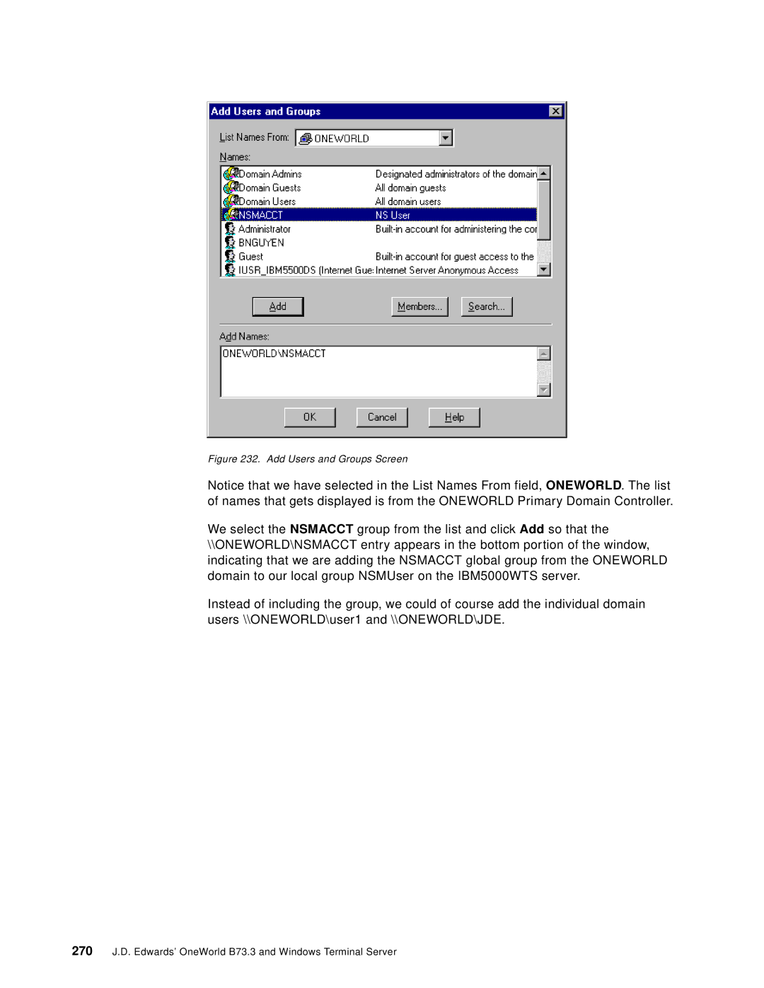 IBM B73.3 manual Add Users and Groups Screen 