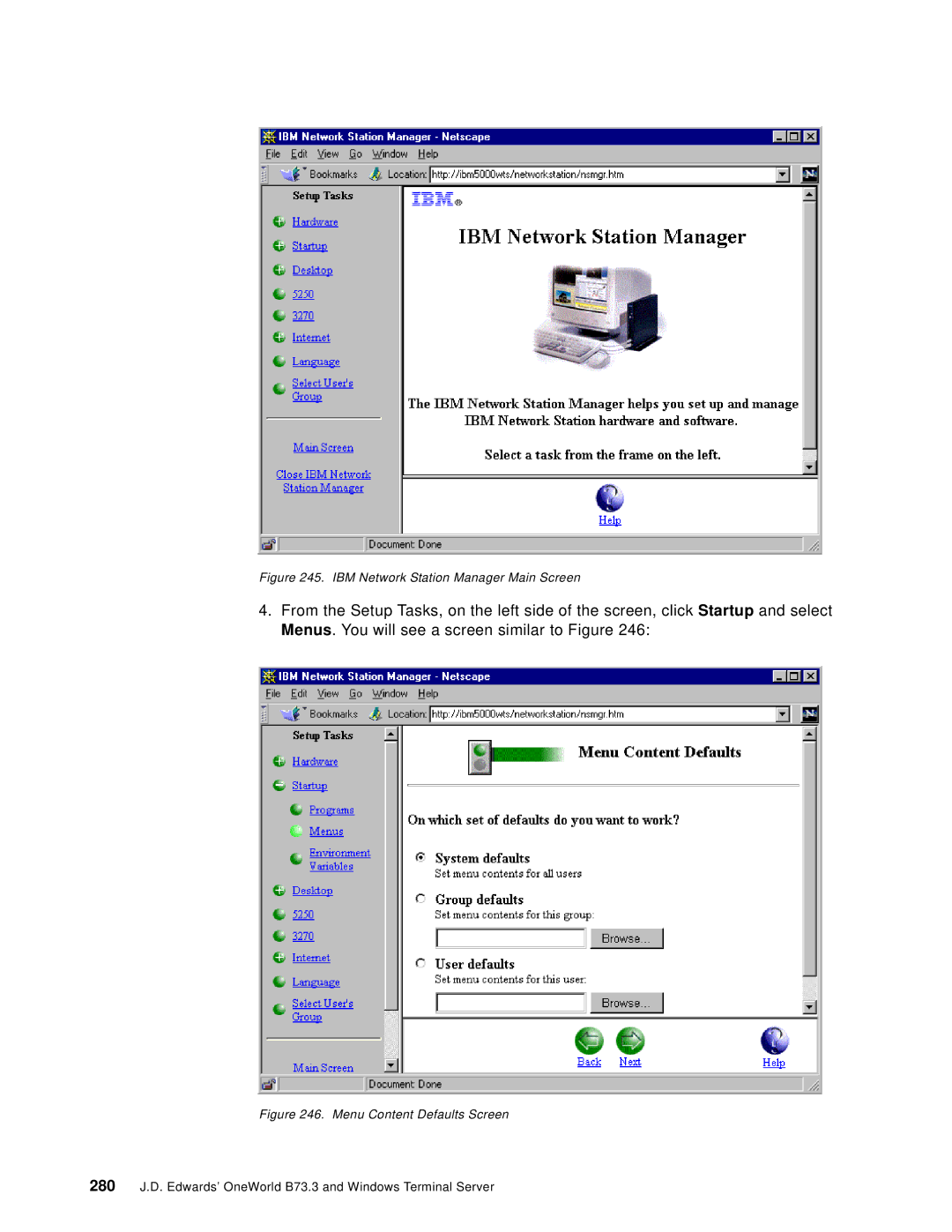 IBM B73.3 manual IBM Network Station Manager Main Screen 