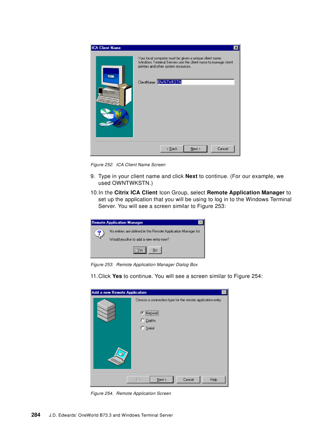 IBM B73.3 manual ICA Client Name Screen 