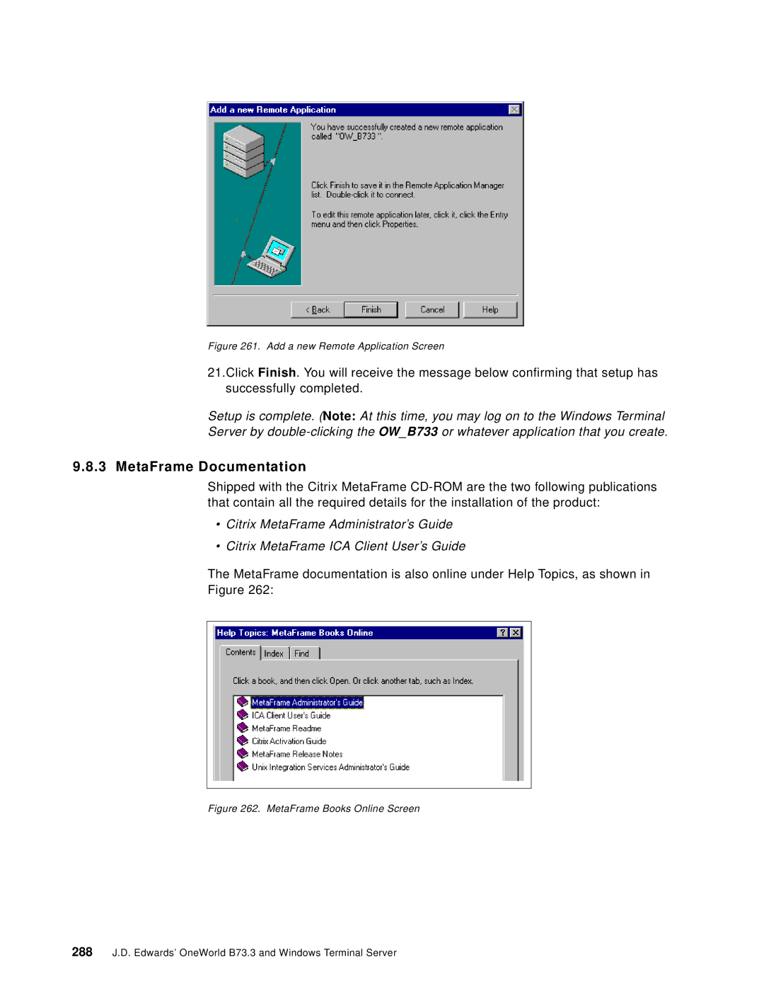 IBM B73.3 manual MetaFrame Documentation, MetaFrame Books Online Screen 