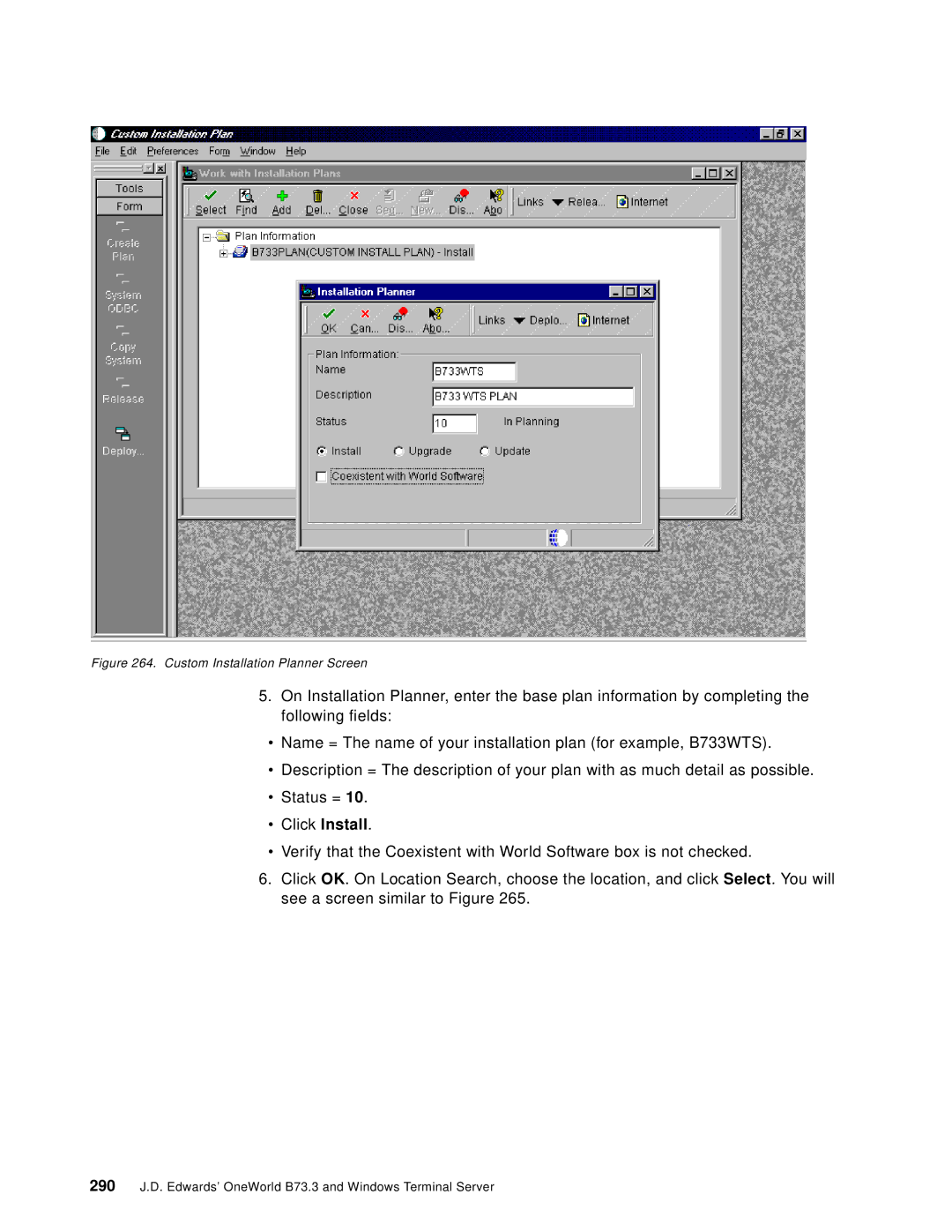 IBM B73.3 manual Custom Installation Planner Screen 