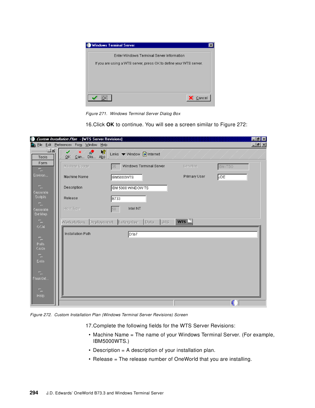 IBM B73.3 manual Windows Terminal Server Dialog Box 