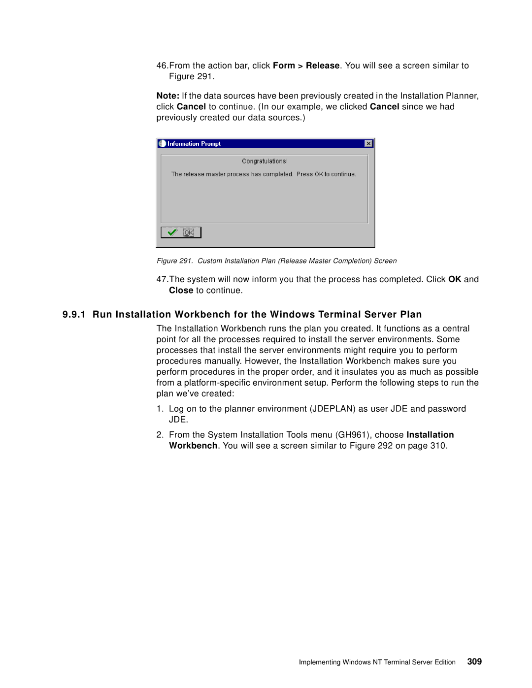 IBM B73.3 manual Custom Installation Plan Release Master Completion Screen 