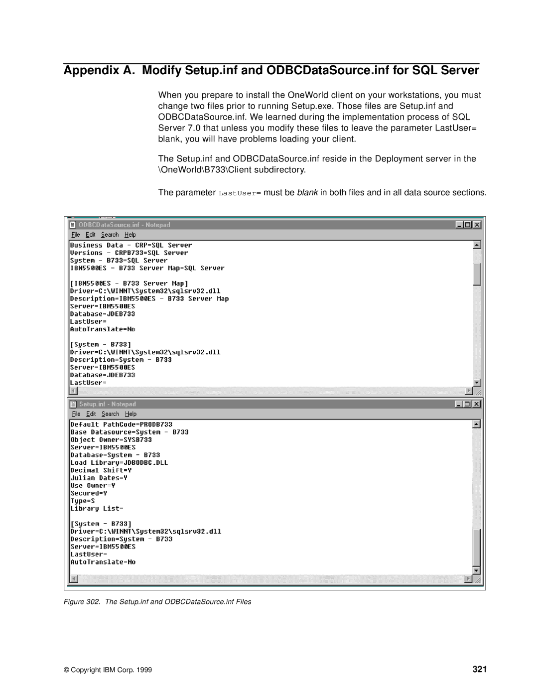 IBM B73.3 manual 321, Setup.inf and ODBCDataSource.inf Files 