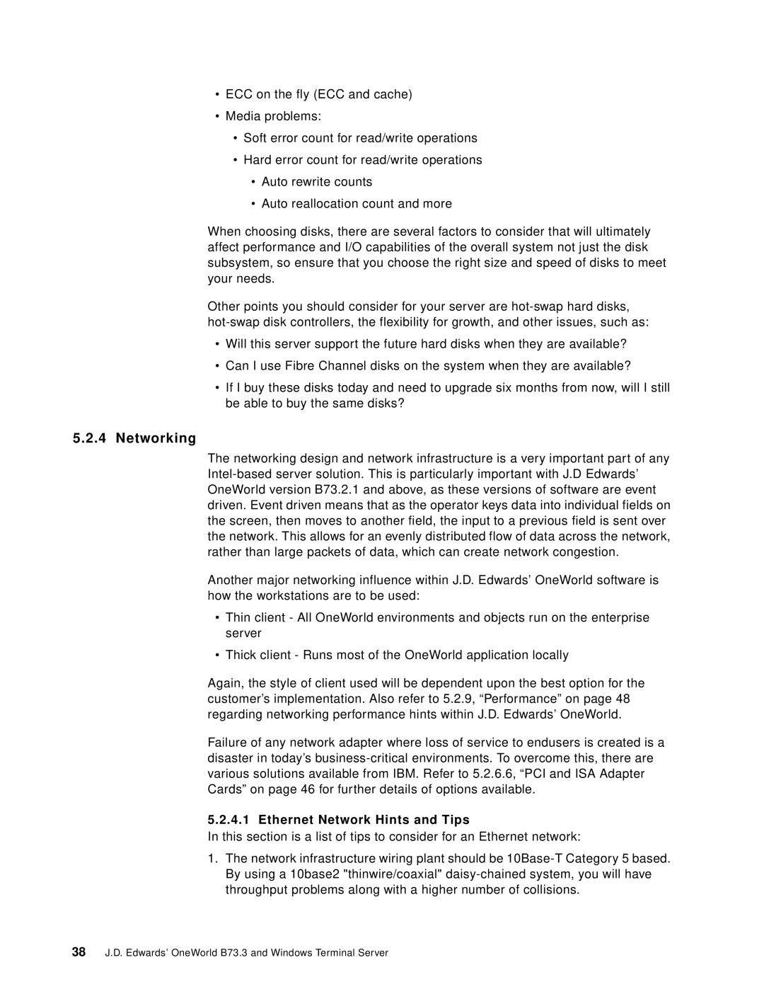 IBM B73.3 manual Networking, Ethernet Network Hints and Tips 